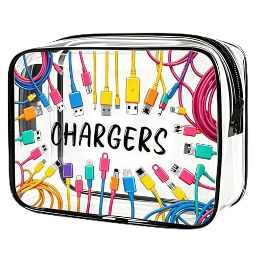Charger Clear Bags for Travel, Clear Travel Toiletries Bag, Waterproof Charging Clear Makeup Bag for Toiletries, Clear Toiletry Bag for Charging Accessories, Cosmetics and Medicine Storage