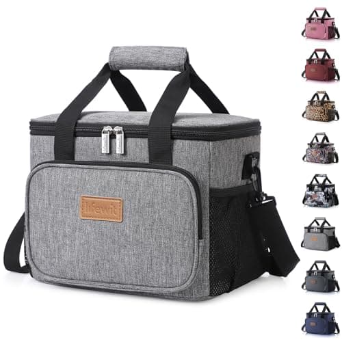 Lifewit Lunch Bag 15L 24 Can Insulated Lunch Box Soft Cooler Cooling Tote for Adult Men Women, Grey