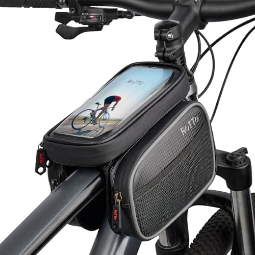 ROTTO Bike Frame Bag with 2 Side Storage Pockets Bicycle Top Tube Phone Bag with Sensitive Touch Screen