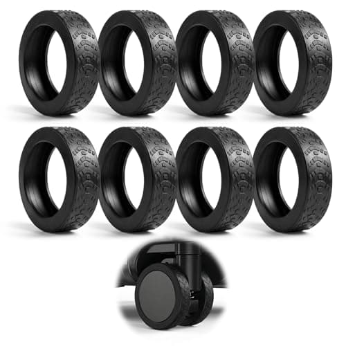 Peaflew 8 Pcs Suitcase Wheel Protectors, Enduring Silicone Luggage Wheel Protectors for 2-2.7'' Wheels, Anti-Noise Suitcase Wheels Covers Protectors for Carry On/Travel Suitcase Wheel (Black)