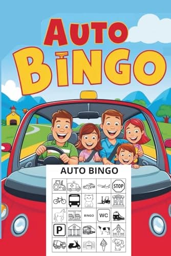 Auto Bingo for Kids: Road Trip Activity Book for Kids Ages 4–12 – Fun Screen-Free Travel Game for Long Car Rides, Camping, and Beach Days