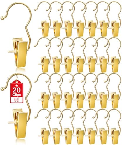 20 Pack Gold Hangers for Closet, Clips Hangers with Hooks, Clothes Pin
