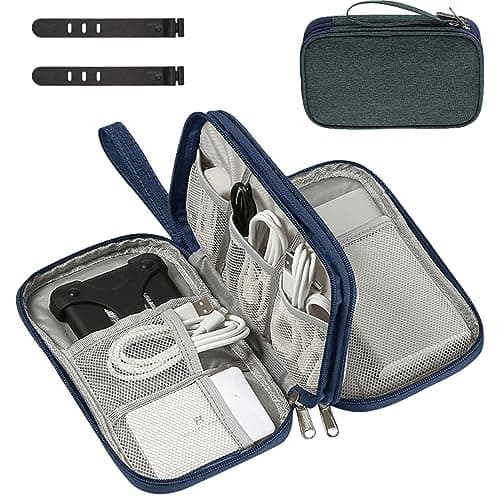 OdiuK Electronics Accessories Organizer Bag, Double-Layer Cable Organiser Bag Small Universal Carry Cable Pouch, Gadget Storage Bags for Cables Power Bank USB Drive Charger Earphone Hard Disk