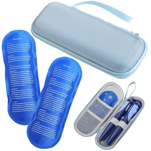 3Pcs Blue Cooler Travel Case Set, Portable Insulated Bag with 2 Ice Packs For Keeping For Used for Any Seasonal Short or Long Distance,Pen Cooler Travel Case Travelall Necessary Items for Go Out