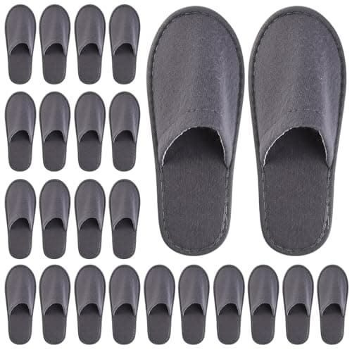 kuou Disposable Spa Slippers,12 Pairs Hotel Guest Slippers Grey Close Toes