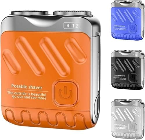 Ackygetrich Mini Electric Shaver for Men, Portable Travel Razor with Luggage Design, Rechargeable Cordless Beard Shaver, Waterproof Foil Shaver for Face Hair Grooming (Orange)