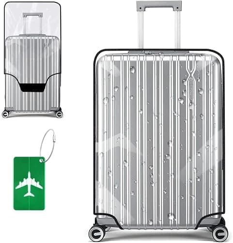 Flintronic Travel Luggage Clear PVC Cover, Luggage Cover Reusable, Suitcase Cover Washable, 30 Inch Suitcase Protective Cover, with Luggage Tag*1