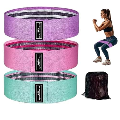 S.ROMZA Fabric Resistance Bands for Working Out Elastic Exercise Band Squats Fabric Exercise Bands for Legs and Butt Pilates,Yoga,Rehab Male and Female Fitness Resistance Bands (Green/Pink/Purple)