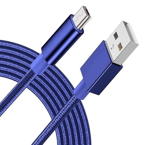 iTechCover Braided USB Cable Charging Cord/Charger Power Lead Wire Compatible with RECCI MINI HANDY FAN/Blue / (3m / 9.9ft)