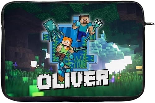 Personalised ANY NAME Cool Pixel Art, Video Gamer Lover, Gaming Enthusiast, Gift for Kids, Back to School, Laptop Sleeve/Cover. (16-17")
