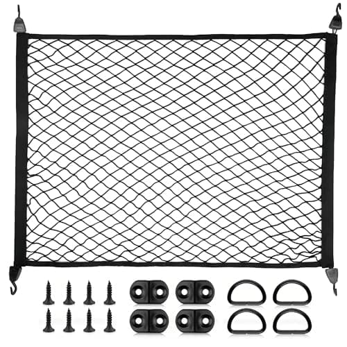 Elastic Cargo Net for SUV Rear,Car Trunk Stretchable mesh Net Organizer,31.49" x 23.62" Stretch to 63"x43" with Fixing Hooks D-Rings Luggage Cover Road Trip Essentials Car Accessories(Black)