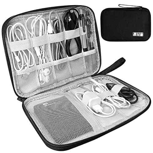 HCFGS Electronics Accessories Organizer Bag, Waterproof Cable Organiser Bag, Universal Carry Travel Gadget Bag, Holiday Essentials for Men Women (Black)