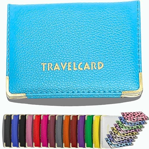 HITHIKA - New Leather Oyster Travel Card Bus Pass Holder Wallet Rail Card Cover CASE (Light Blue)