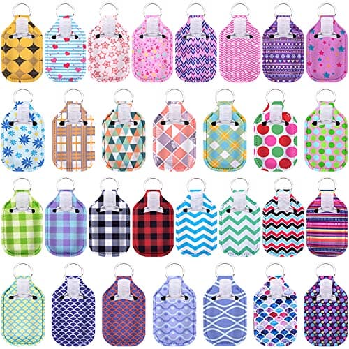 Duufin 60 Pieces Hand Sanitizer Holders Empty Travel Bottles Set, Assorted Patterns, 60 Count (Pack of 1)