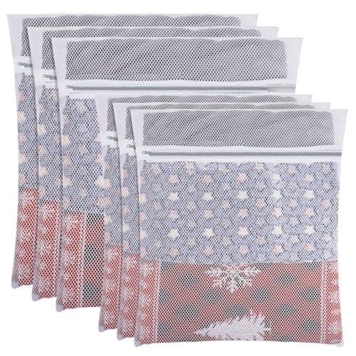 6 Pack Mesh Laundry Wash Bag, Mesh Laundry Bags With Zips (L+M, White)