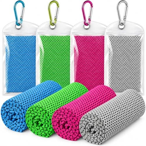 4PCS Gym Towels for Women, Gym Towel Men, Microfibre Towel Set with Carry Pouches and Clips for Fitness, Travel, Swimming and Outdoor Use