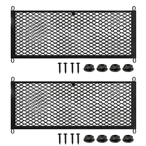 Car Storage Net, Elastic Mesh Storage Nets Pocket Holder, Universal Car Truck Seat Rear Cargo Net Organizer Pouch For Car Caravan Motorhome Boat with Screws-2 PCS